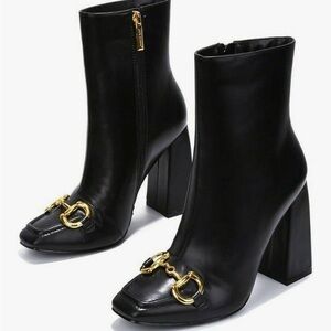 Cape Robbin Black and Gold Heeled Boots